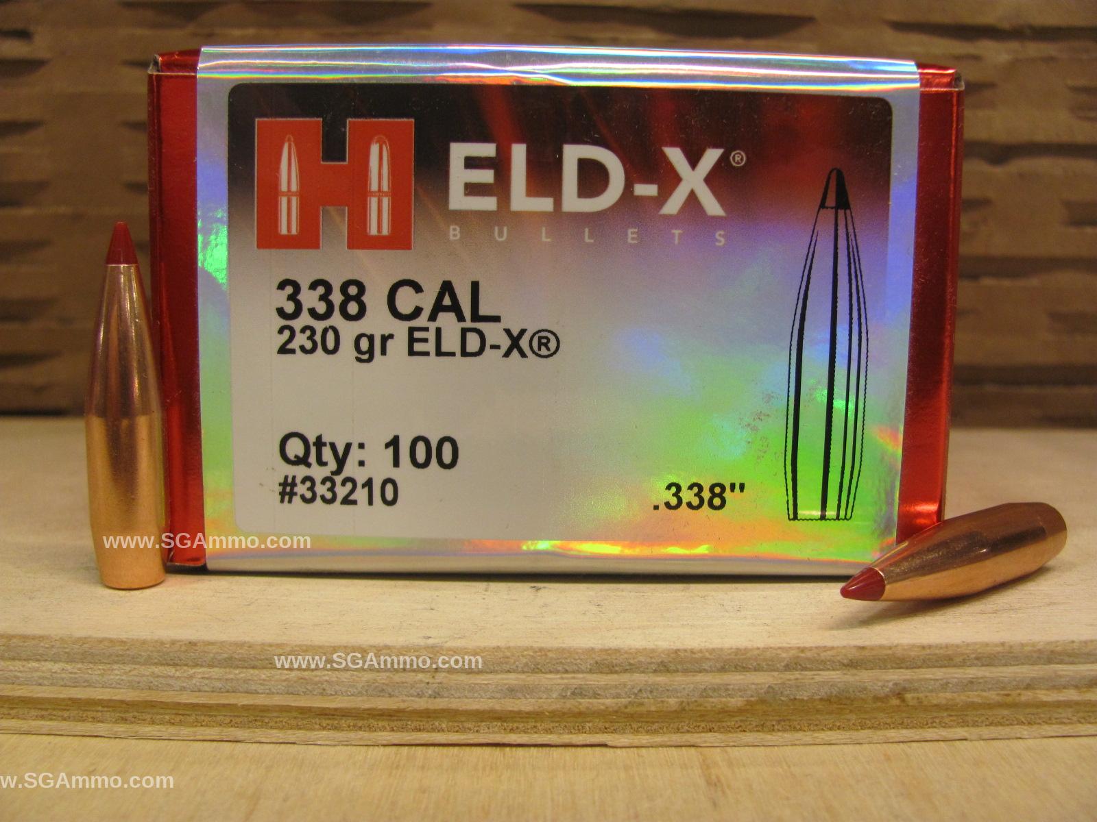 100 Count Box - 338 Cal 230 Grain ELD-X Projectile For Handloading .338