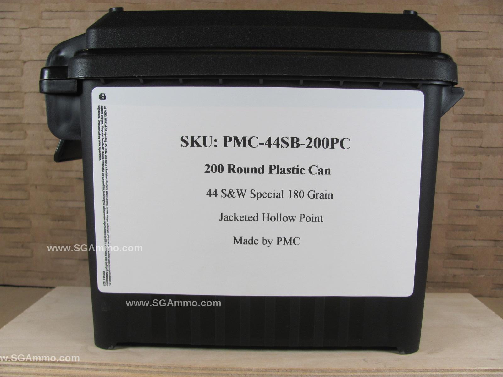 200 Round Plastic Can - 44 Special PMC 180 Grain Hollow Point Ammo - 44SB - Packed in Small Plastic Canister