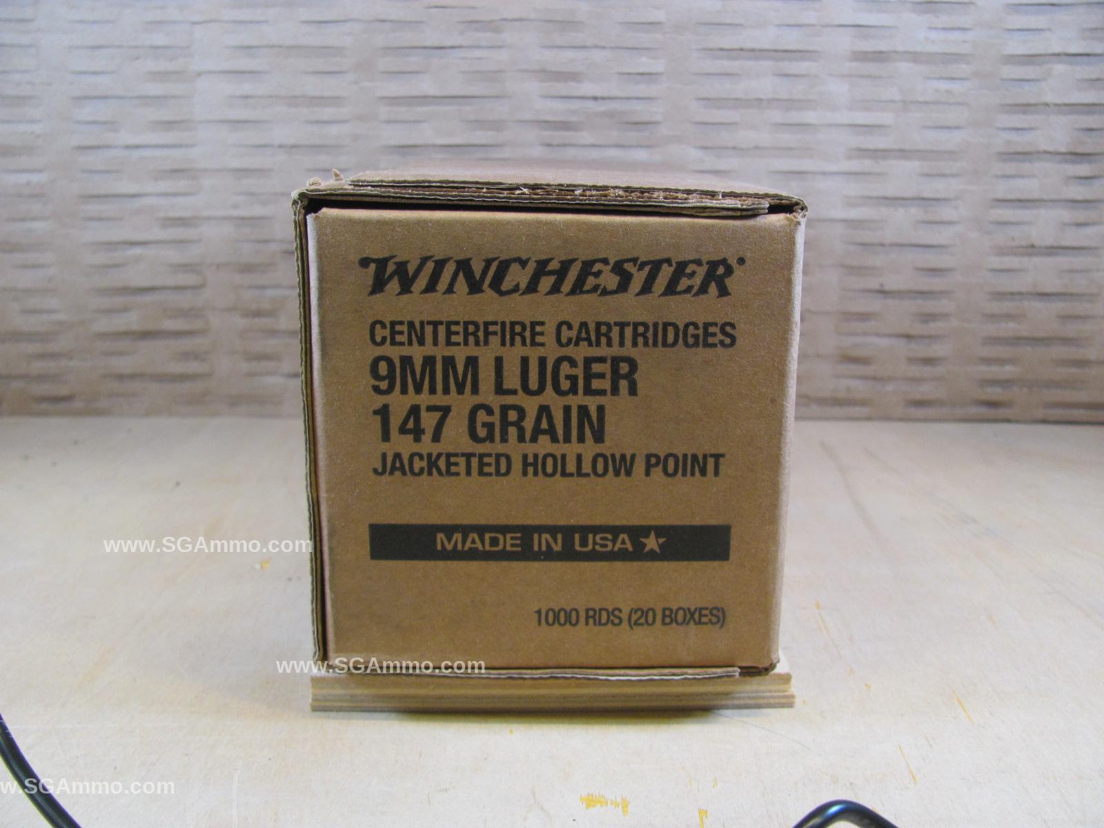 1000 Round Case - 9mm Luger 147 Grain Jacketed Hollow Point Winchester T-Series Ammo - Z9JHP147
