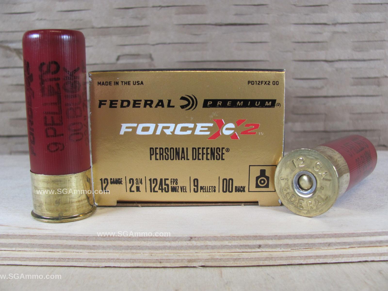 50 Round Brick - 12 Gauge 2.75 Inch 9 Pellet 00 Buck Federal ForceX2 Ammo - PD12FX200