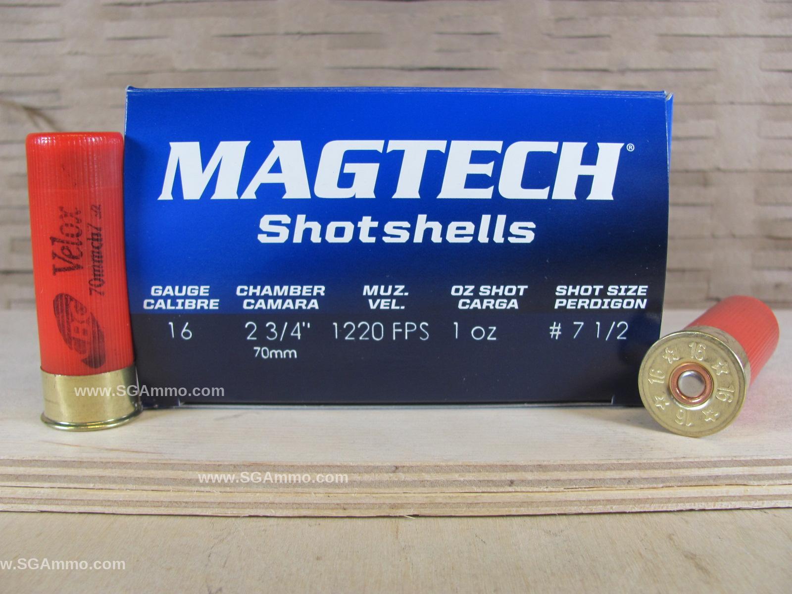 25 Round Box - 16 Gauge 2.75 Inch 1 Ounce 1220 fps 7.5 Shot Magtech Shotshell Ammo - 16A