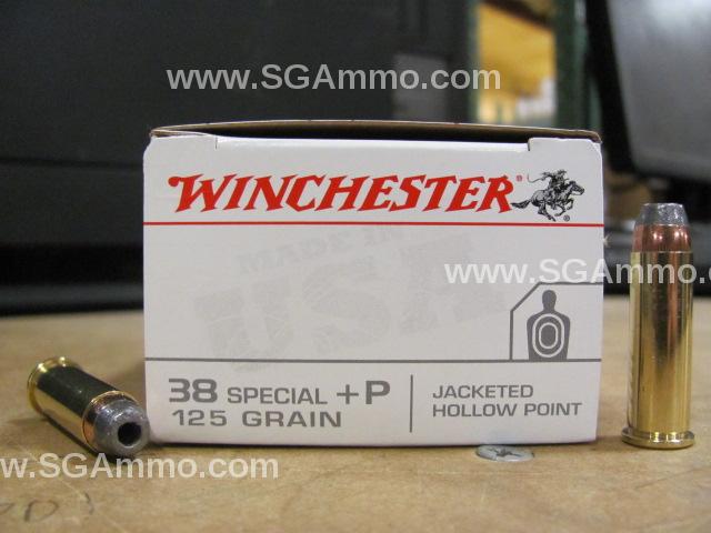 50 Round Box - 38 Special +P 125 Grain Jacketed Hollow Point Winchester Ammo - USA38JHP