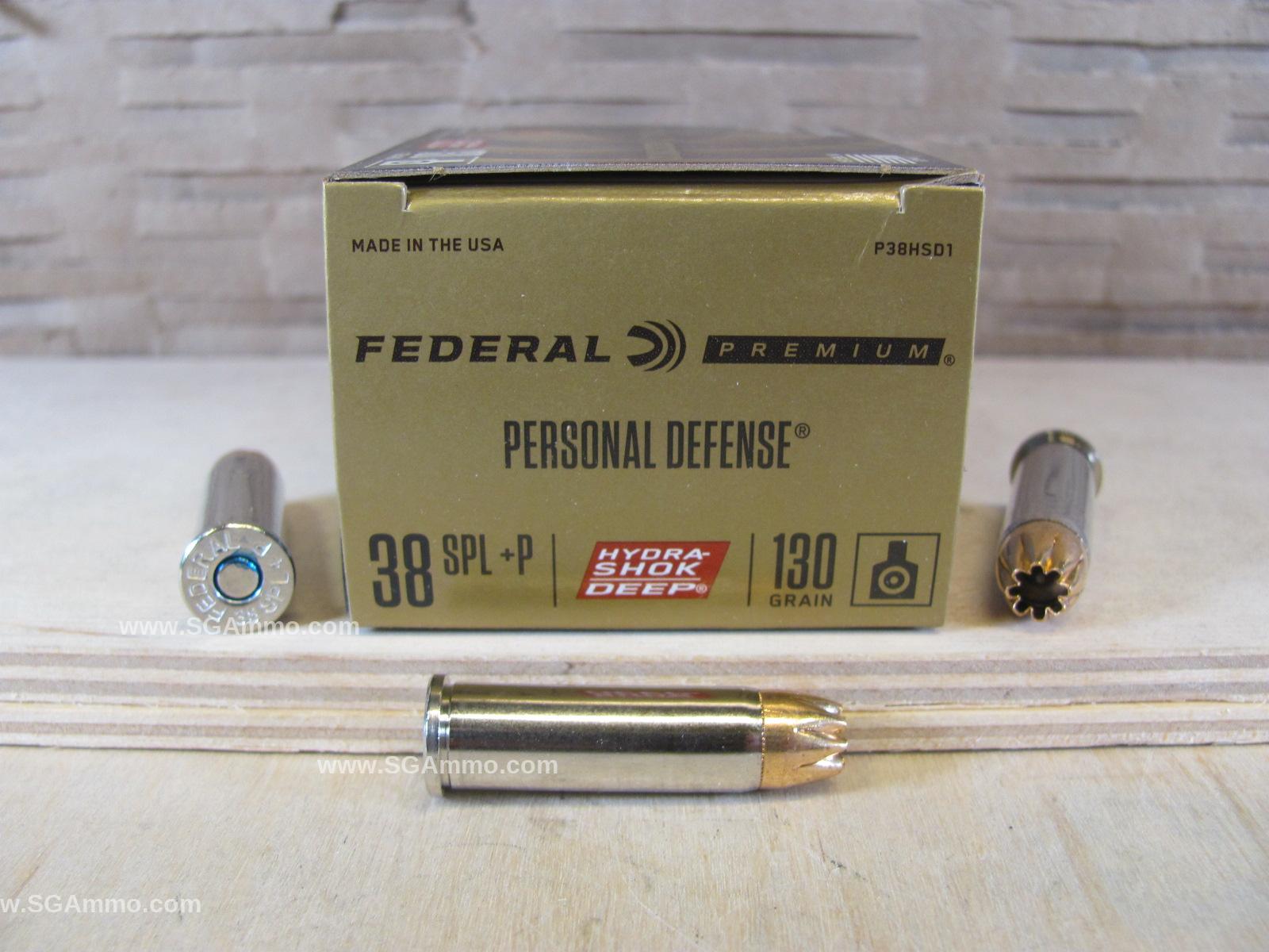 200 Round Case - 38 Special 130 Grain +P Hydra-Shok Deep Federal Personal Defense Ammo - P38HSD1