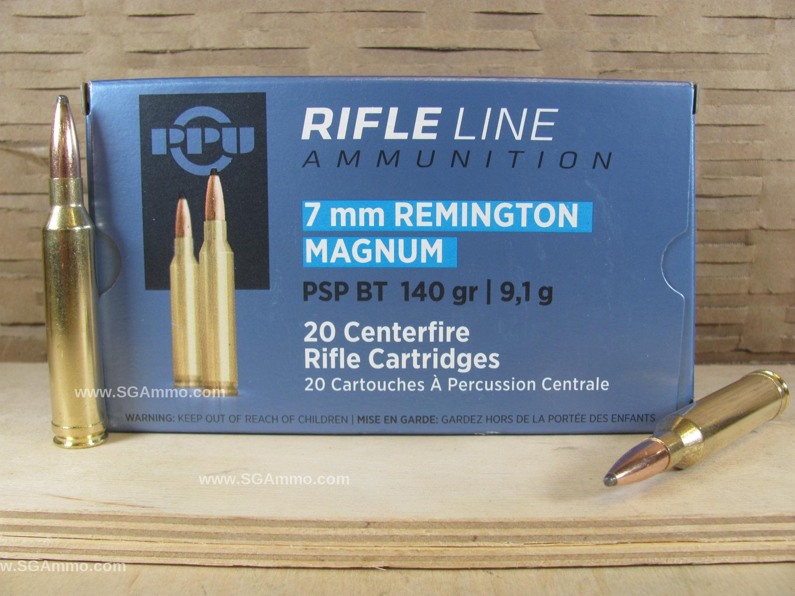 20 Round Box - 7mm Remington Magnum 140 Grain PSP Soft Point Prvi Partizan Ammo - PP7RM1