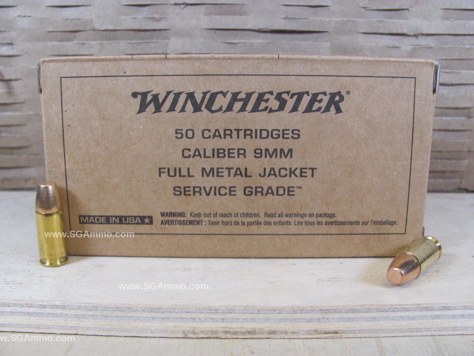 1000 Round Can - 9mm 115 Grain FMJ Winchester High Pressure Service Grade Ammo - SG9W - Packed in Used Metal Canister