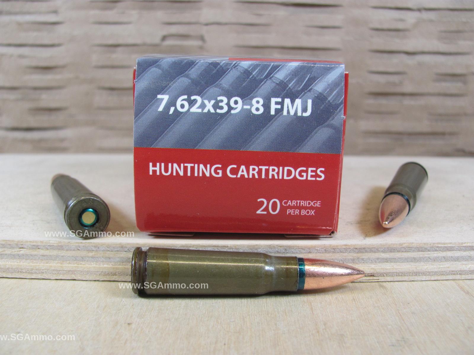 20 Round Box - Corrosive 7.62x39 122 Grain FMJ Lacquered Steel Case BSP  Ammo Made in Kyrgyzstan - AM3387