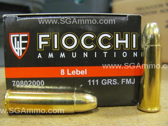 50 Round Box - 8mm Lebel 111 Grain FMJ Fiocchi Ammunition - 8L