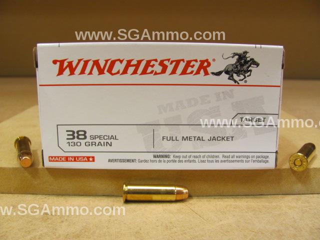 50 Round Box - 38 Special Winchester 130 Grain FMJ Ammo - Q4171