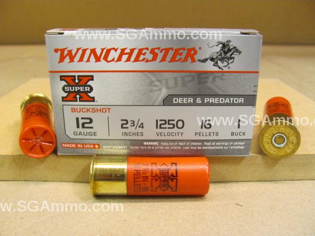 250 Round Case - 12 Gauge 2.75 Inch 16 Pellet Number 1 Buckshot Winchester Ammo - XB121