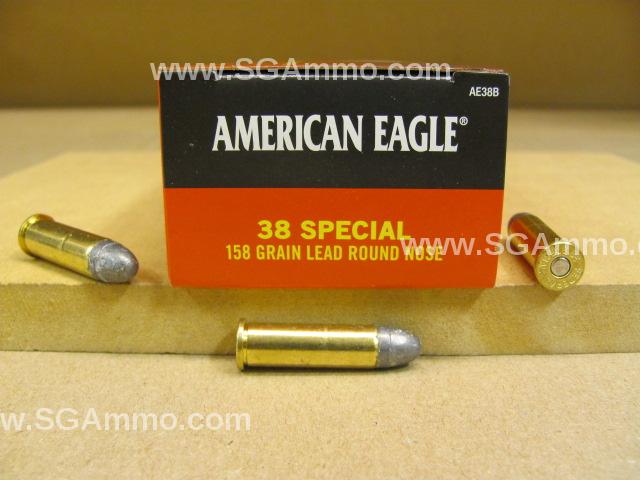 50 Round Box - 38 Special Federal American Eagle 158 Grain Lead Round Nose Ammo - AE38B