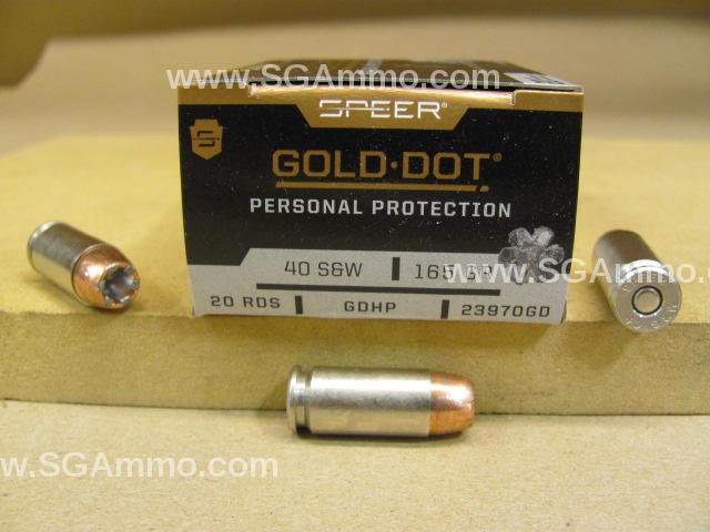 20 Round Box - 40 SW 165 Grain Gold Dot Hollow Point GDHP Personal Protection Ammo - 23970GD