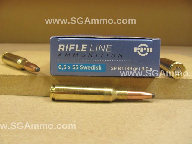 20 Round Box - 6.5x55 Swedish 139 Grain Soft Point Prvi Partizan Ammo PP6SWS