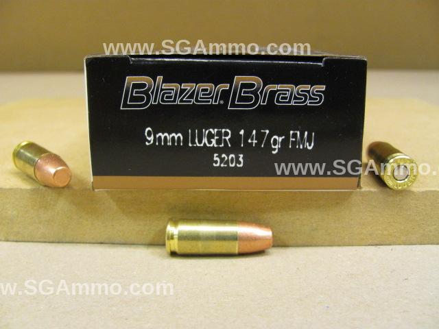 1000 Round Case - 9mm Luger 147 Grain FMJ CCI Blazer Brass Ammo - 5203