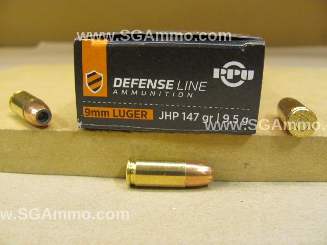 50 Round Box - 9mm Luger 147 Grain JHP Hollow Point Prvi Partizan Defense Line Ammo - PPD92