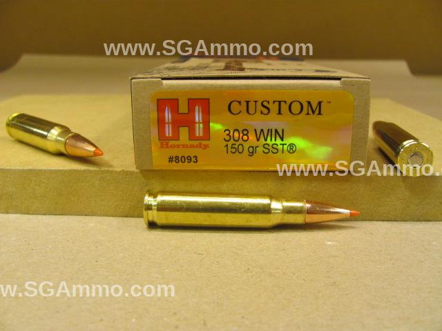 200 Round Case - 308 Win 150 Grain SST Hornady Custom Ammo - 8093