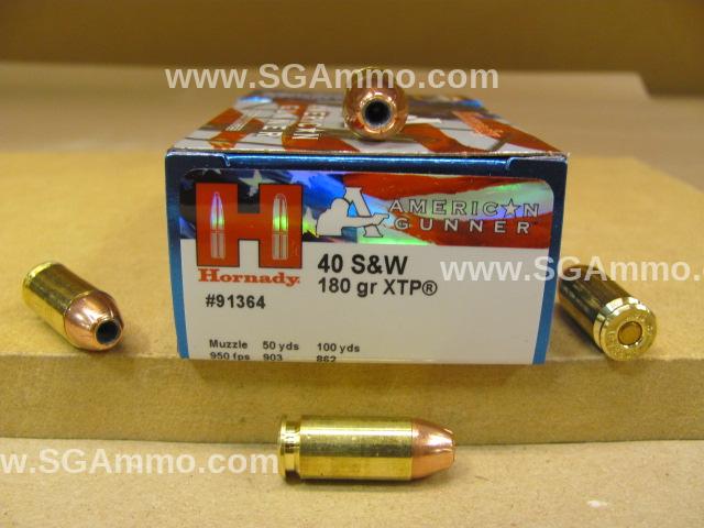 20 Round Box - 40 SW 180 Grain XTP Hornady American Gunner Ammo - 91364