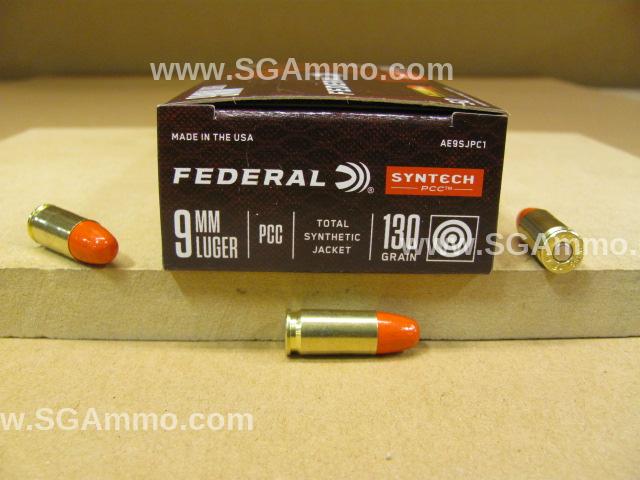 50 Round Box - 9mm Luger 130 Grain Total Synthetic Jacket Federal Syntech PCC Ammo - AE9SJPC1