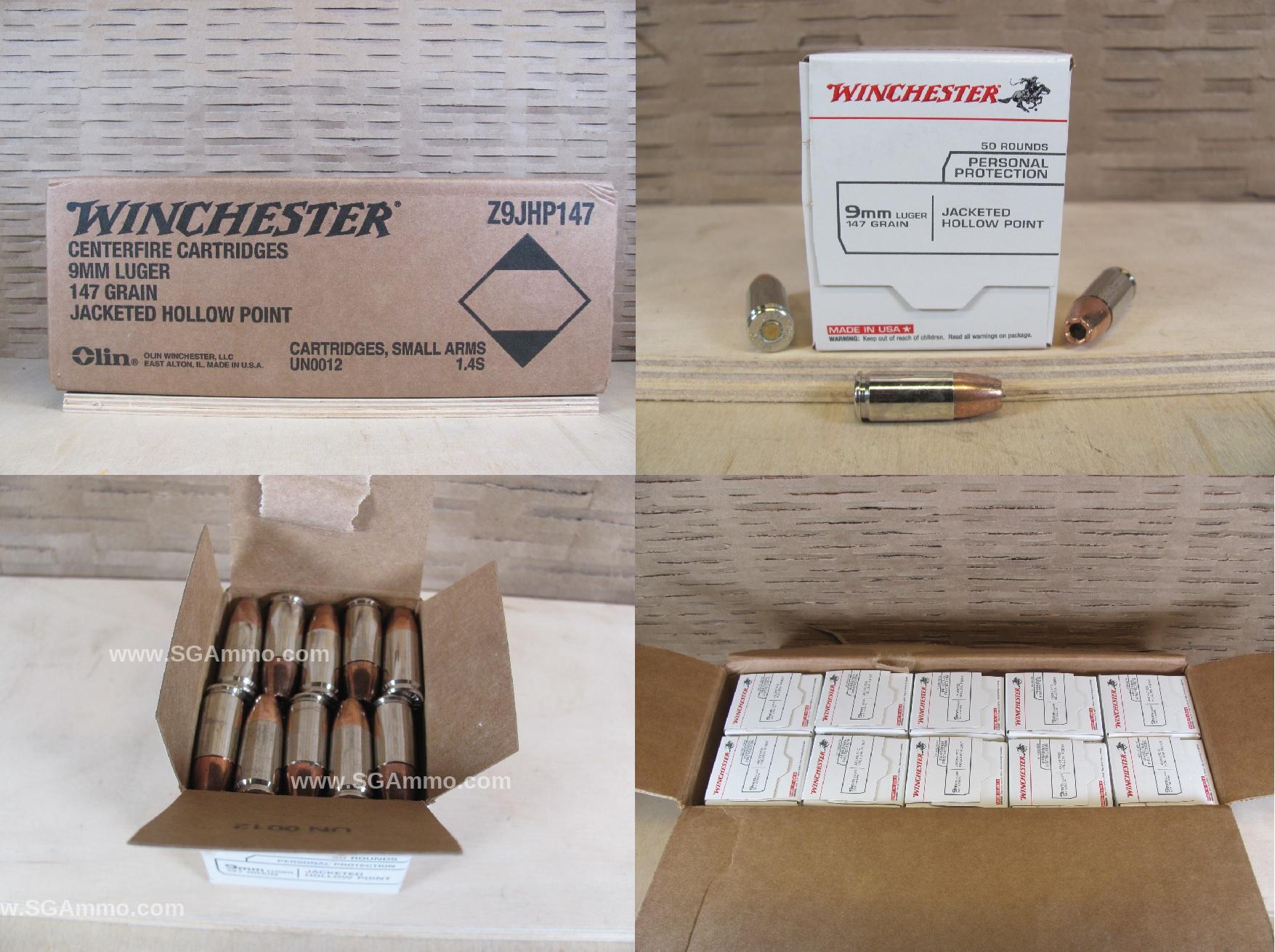 1000 Round Case - 9mm Luger 147 Grain Jacketed Hollow Point Winchester T-Series Ammo - Z9JHP147