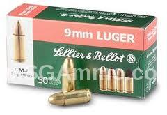 50 Round Box - 9mm Luger Sellier Bellot Subsonic 140 Grain FMJ Ammo - SB9SUBA