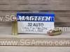 50 Round Box - 32 Auto 71 Grain FMJ Ammo by Magtech - 32A