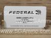 50 Round Box - 9mm +P+ Federal 115 Grain Hollow Point Ammo - 9BPLE - READ WARNING