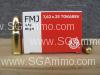 50 Round Box - 7.62x25 FMJ 85 Grain Sellier Bellot Brass Case Non-Corrosive Reloadable Ammo - SB762TOK