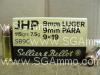 1000 Round Case - 9mm Luger 115 Grain JHP Hollow Point Sellier Bellot Ammo - SB9C