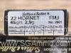 400 Round Can - 22 Hornet 45 Grain FMJ Sellier Bellot Ammo - SB22HA - Packed in Mini Canister
