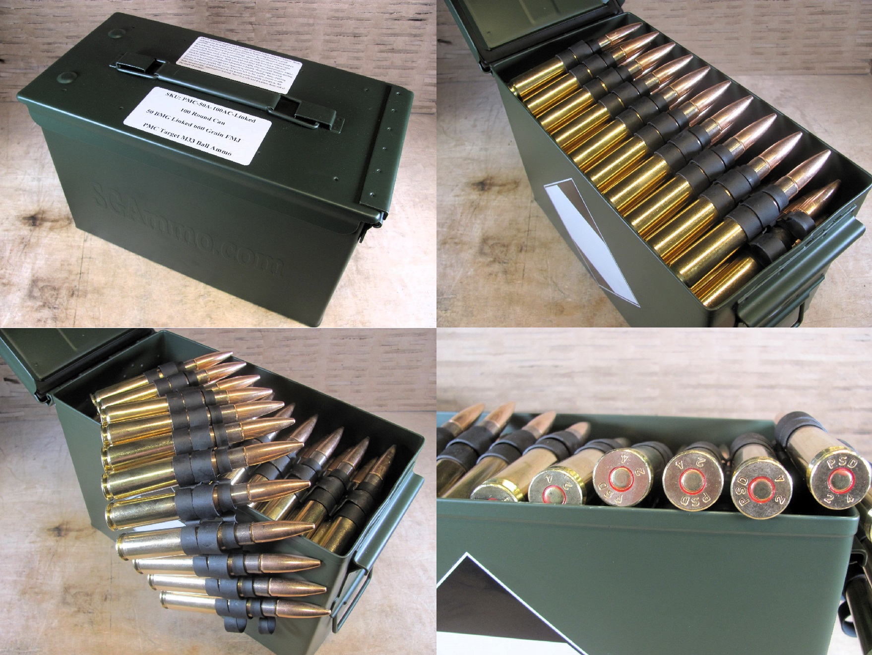 Vintage 100 CRTG 50 Cal Can Military Surplus Metal Storage